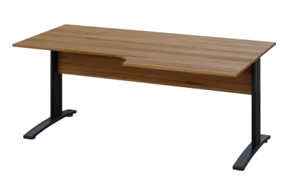 ERK 28 - 188 stůl kancelářský, rohový, pravý, kovová podnož černá, deska 25 mm, široký 1800 mm, ořech světlý